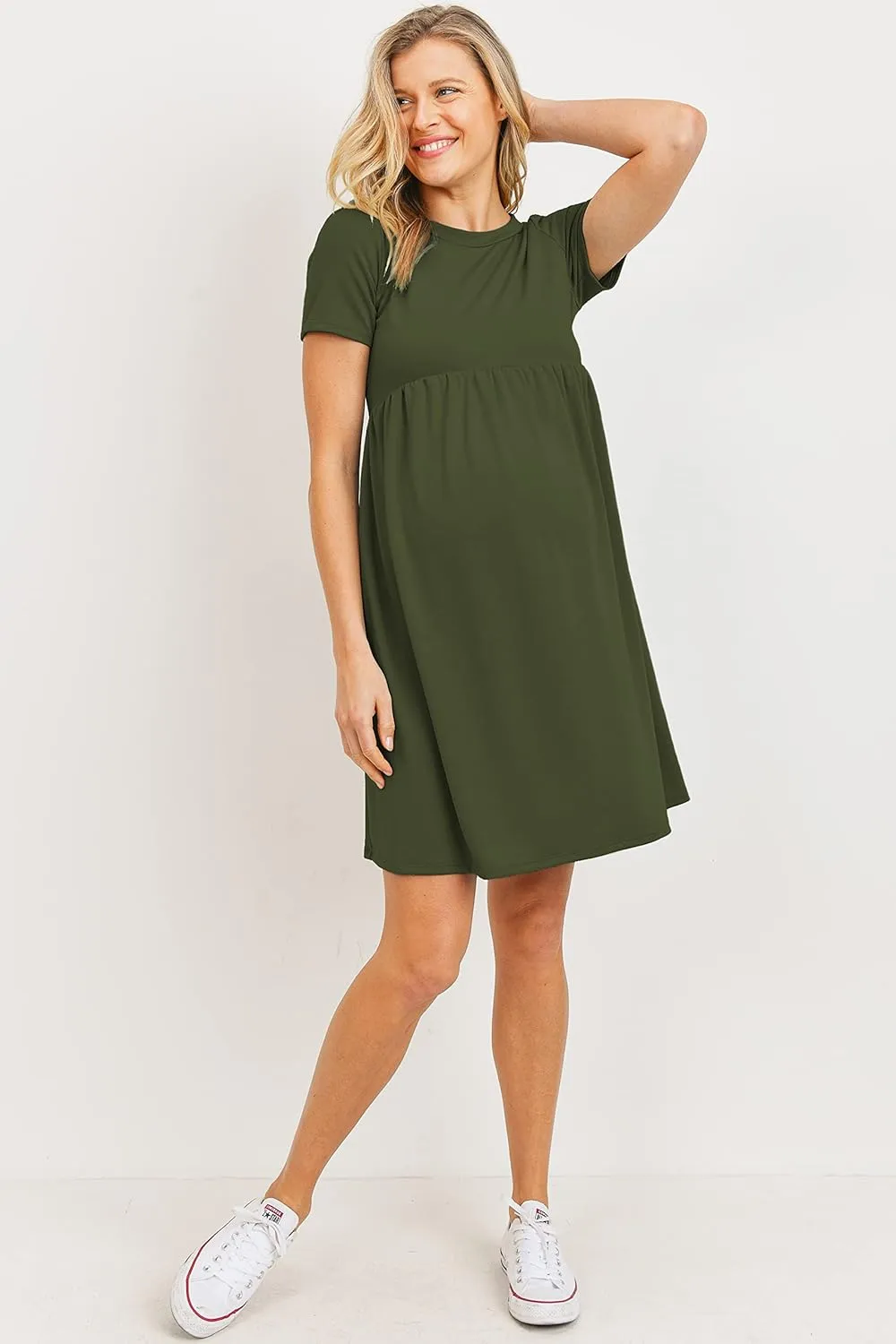 LaClef Women's Maternity Casual Mini T-Shirt Dress