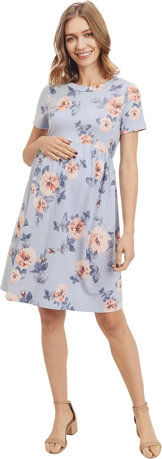 LaClef Women's Maternity Casual Mini T-Shirt Dress