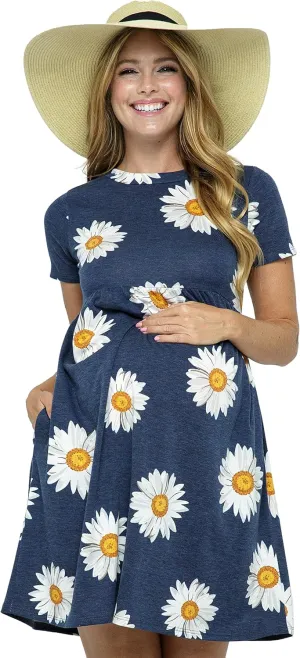 LaClef Women's Maternity Casual Mini T-Shirt Dress