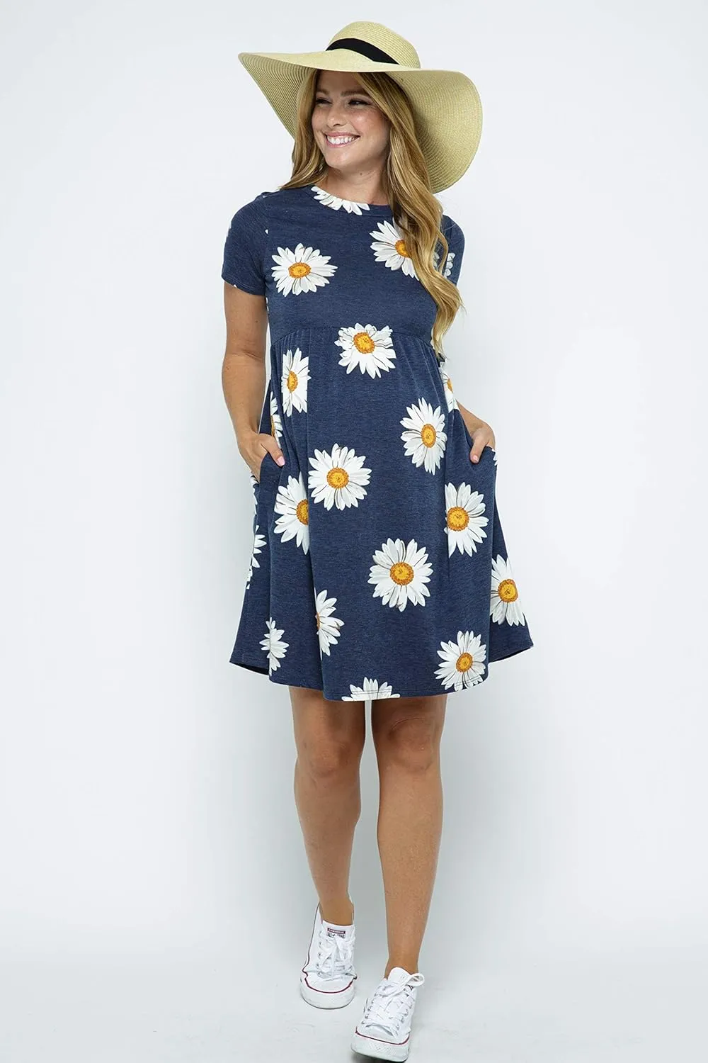 LaClef Women's Maternity Casual Mini T-Shirt Dress