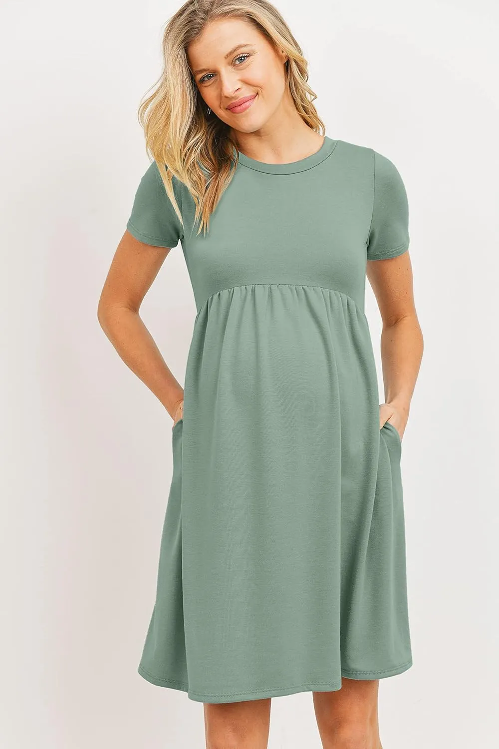 LaClef Women's Maternity Casual Mini T-Shirt Dress