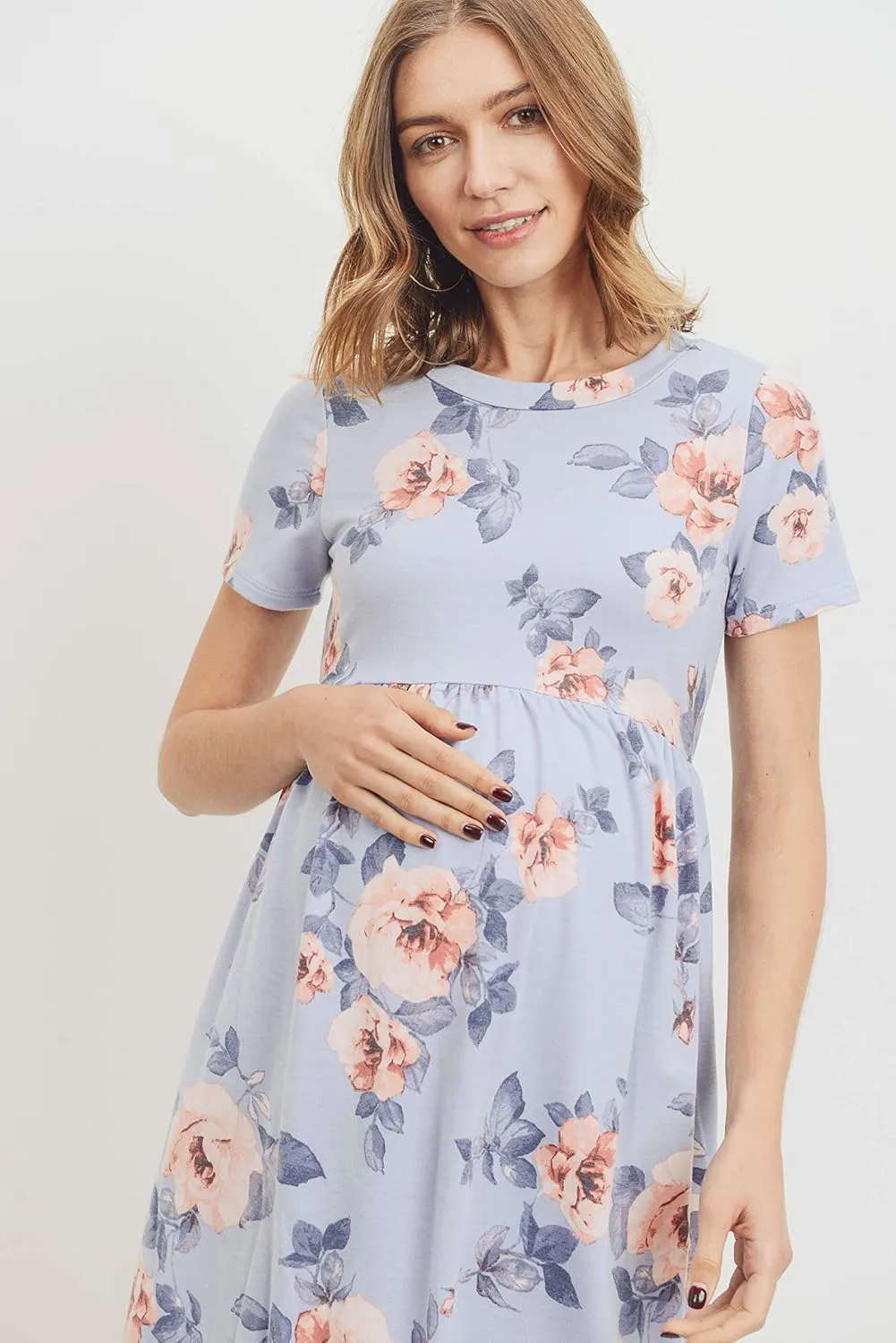 LaClef Women's Maternity Casual Mini T-Shirt Dress