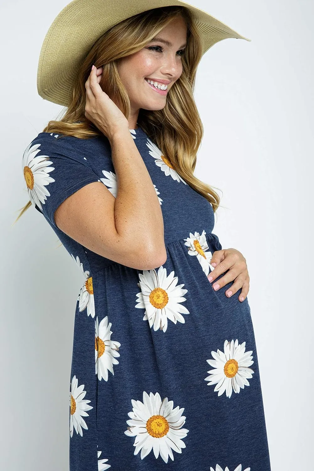 LaClef Women's Maternity Casual Mini T-Shirt Dress