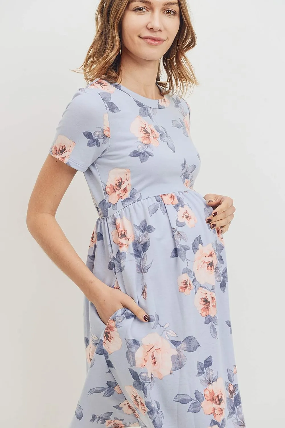 LaClef Women's Maternity Casual Mini T-Shirt Dress