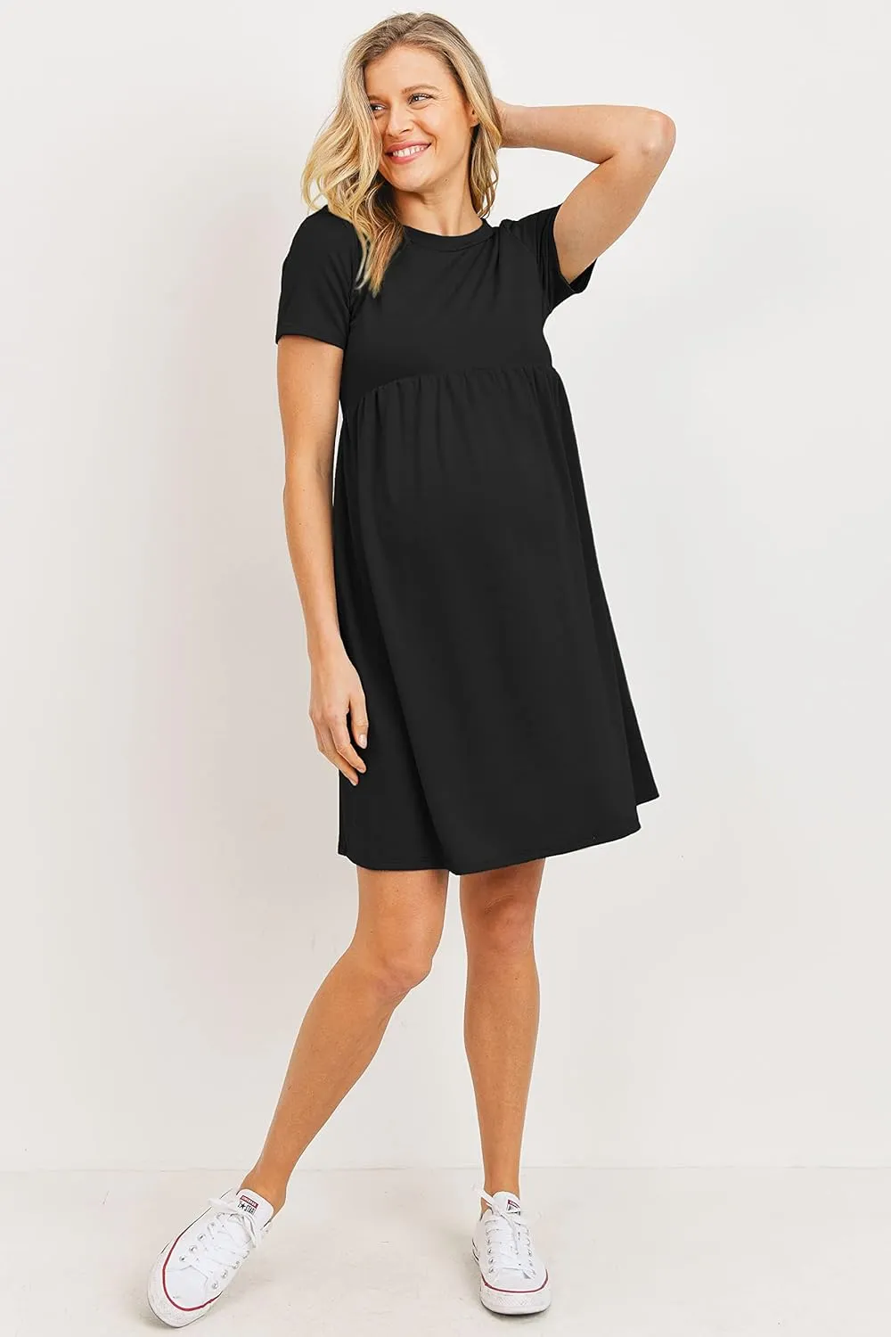 LaClef Women's Maternity Casual Mini T-Shirt Dress