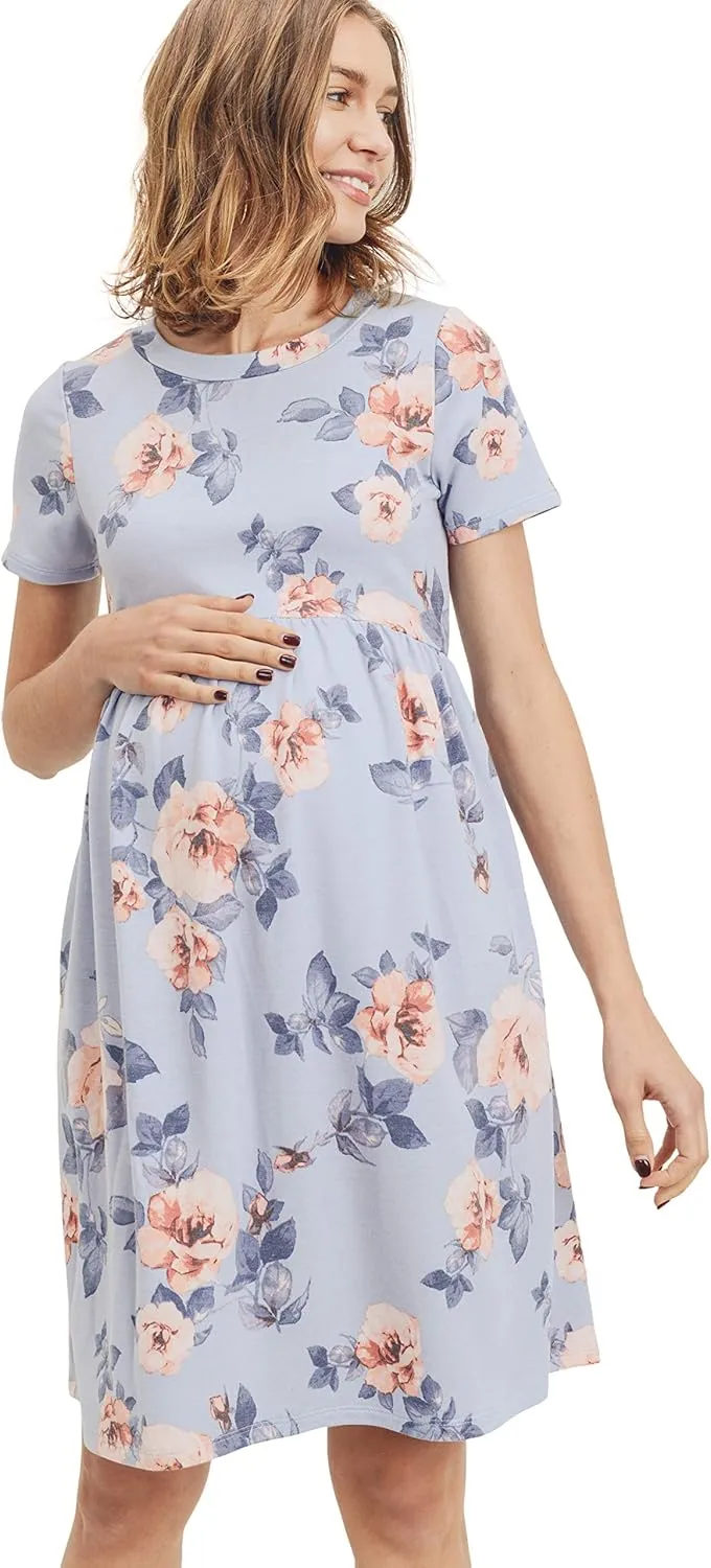 LaClef Women's Maternity Casual Mini T-Shirt Dress