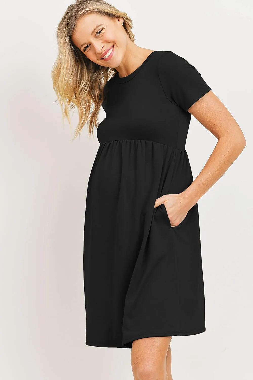 LaClef Women's Maternity Casual Mini T-Shirt Dress