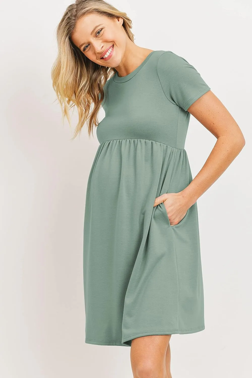 LaClef Women's Maternity Casual Mini T-Shirt Dress