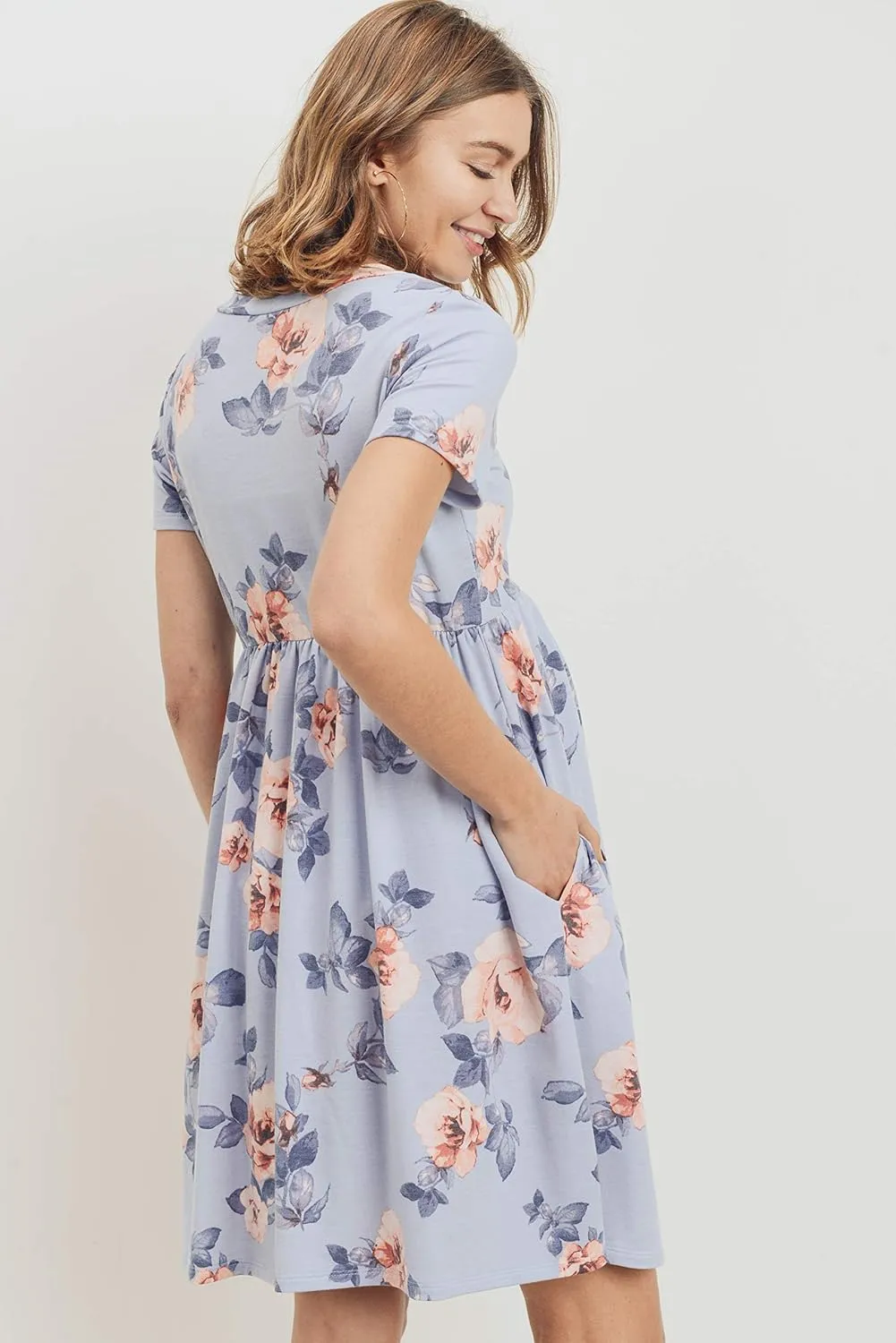 LaClef Women's Maternity Casual Mini T-Shirt Dress