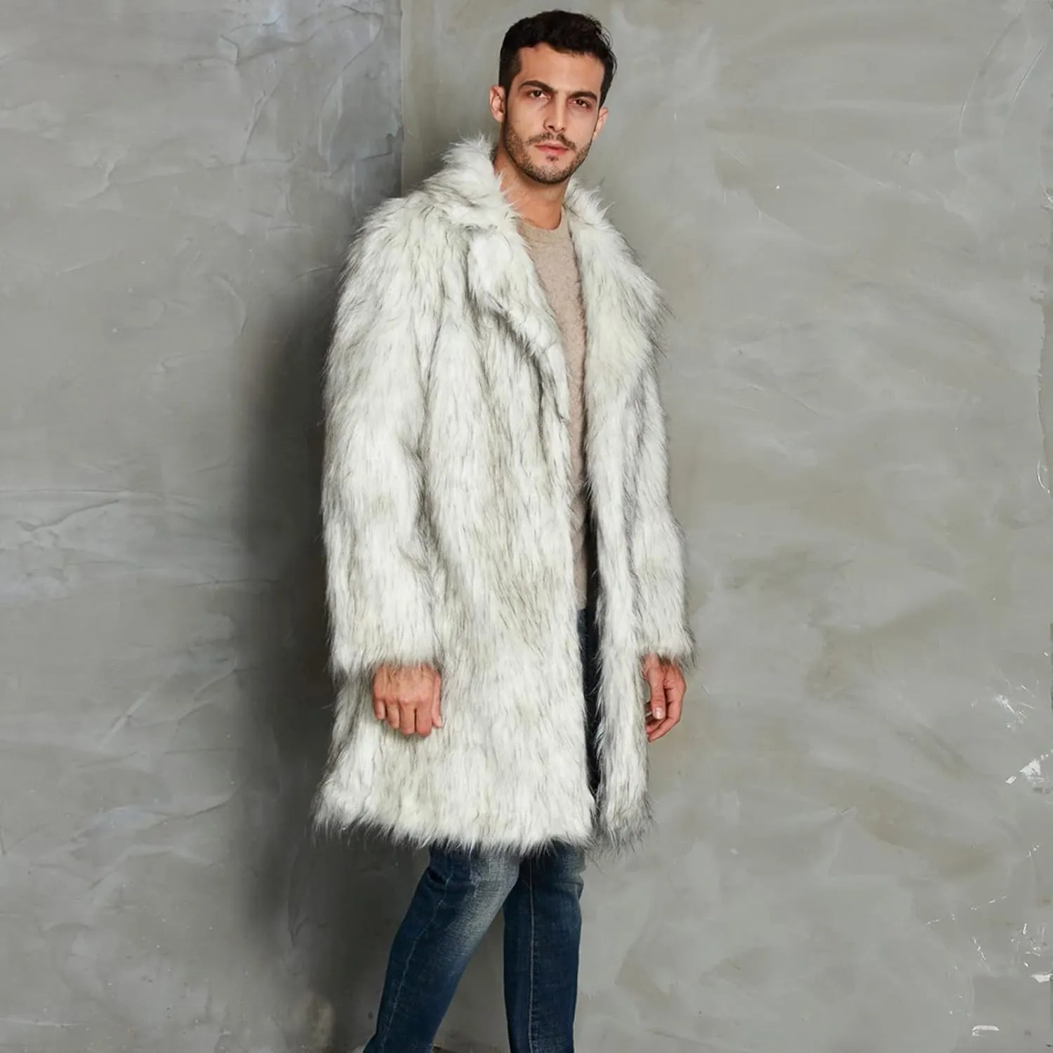LCMTWX Coats for Men Cottonpadded Jacket Stand Collar Knitted Splice Sweater Coat Casual Men's Thicken Warm Winter Coat