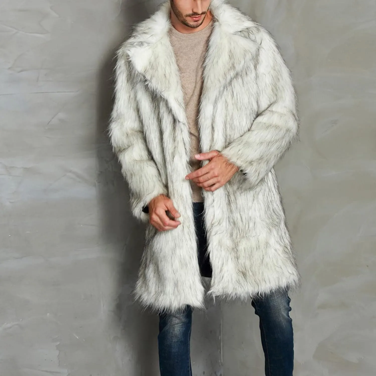 LCMTWX Coats for Men Cottonpadded Jacket Stand Collar Knitted Splice Sweater Coat Casual Men's Thicken Warm Winter Coat