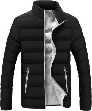 LCMTWX Men's Thick Thermal Winter Jacket Leisure Plus Size Hat Zip Pockets Cotton-Padded Warm Soft Hooded Mens Puffer