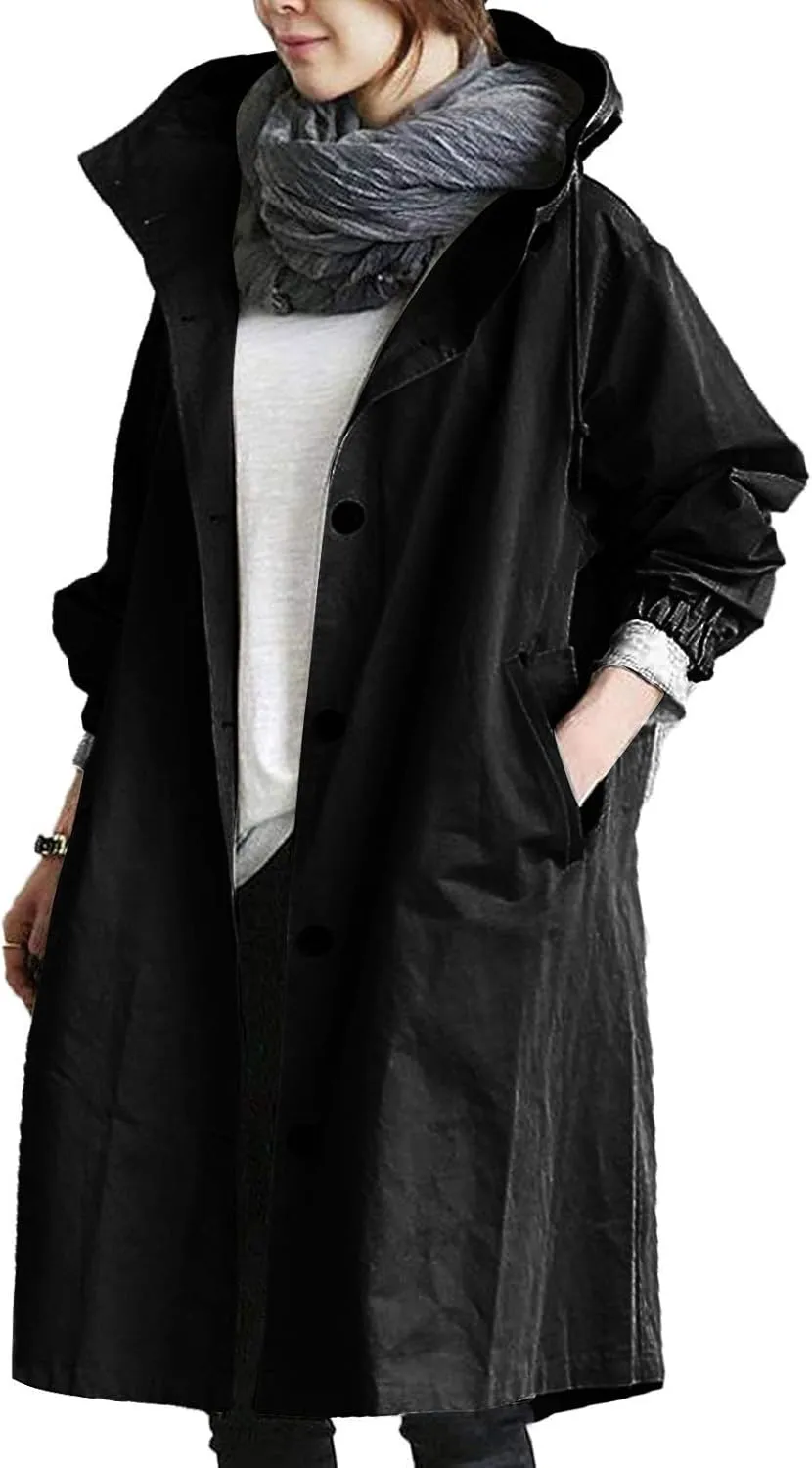 LCMTWX Winter Coats for Women Suit Collar Printed Pocket Jacket Black Trench Coat Trench Coats for Women Fall Wool Coats