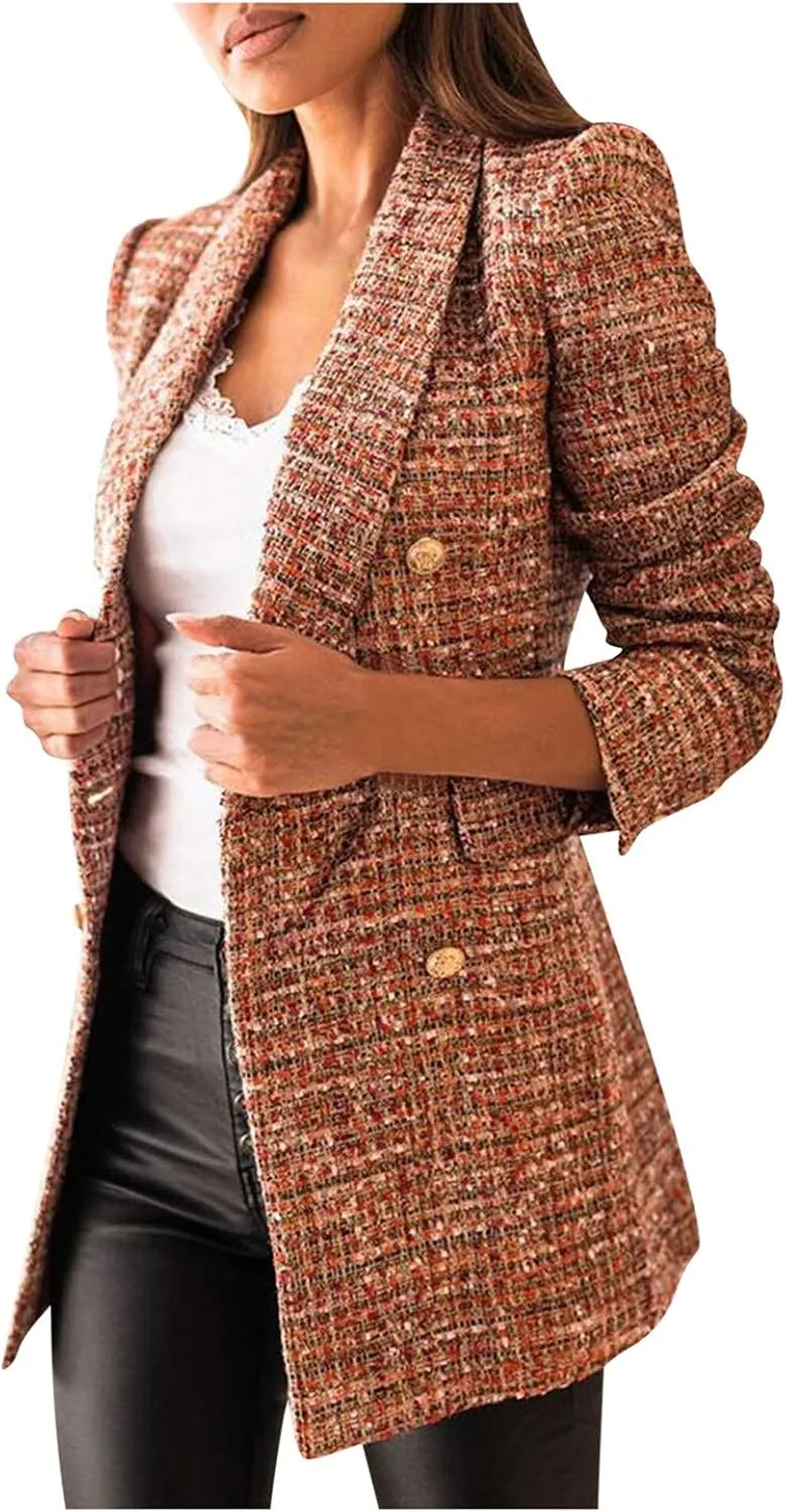 LCMTWX Womens Winter Coat Casual Suit Collar Printed Pocket Jacket Peacoat Womens Coat Coat for Women Coat for