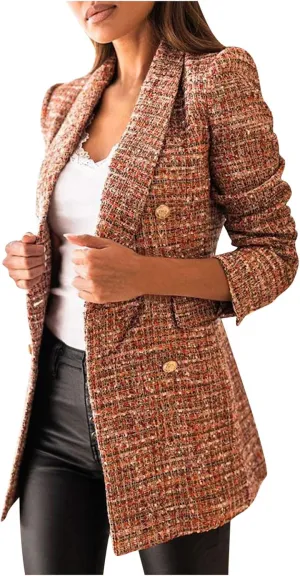LCMTWX Womens Winter Coat Casual Suit Collar Printed Pocket Jacket Peacoat Womens Coat Coat for Women Coat for