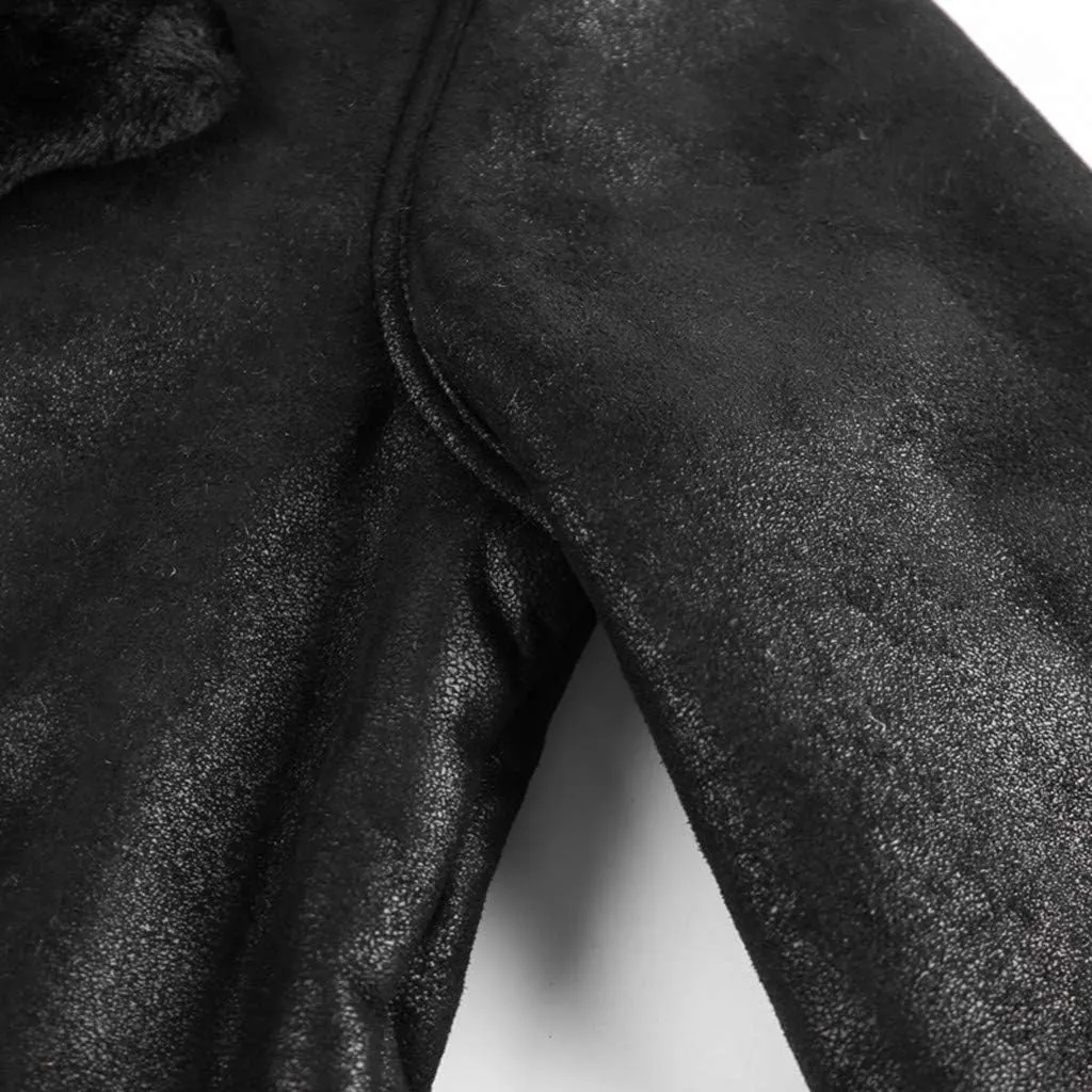 Leather Jackets for Men, Faux Leather Fleece Lined Fall Winter Warm Coat Men Motorcycle Biker Bomber Jacket