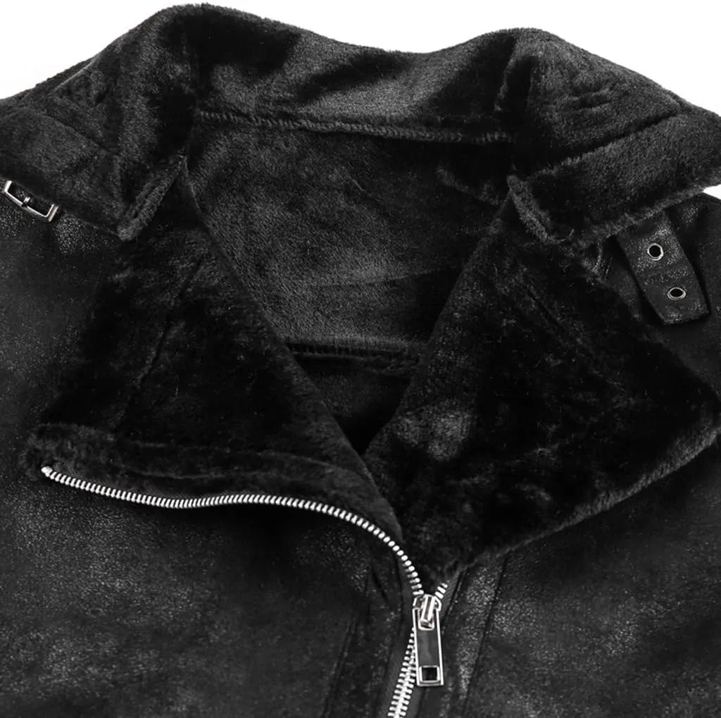 Leather Jackets for Men, Faux Leather Fleece Lined Fall Winter Warm Coat Men Motorcycle Biker Bomber Jacket