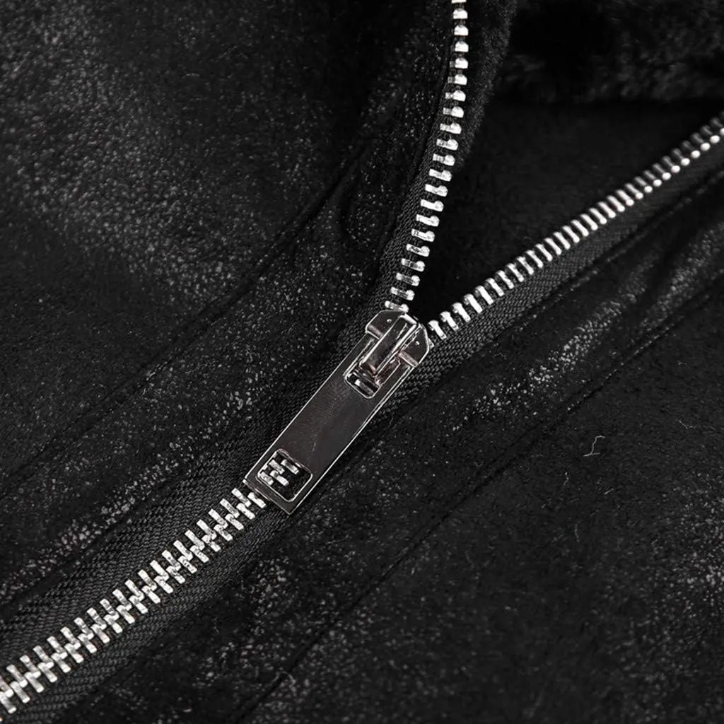 Leather Jackets for Men, Faux Leather Fleece Lined Fall Winter Warm Coat Men Motorcycle Biker Bomber Jacket