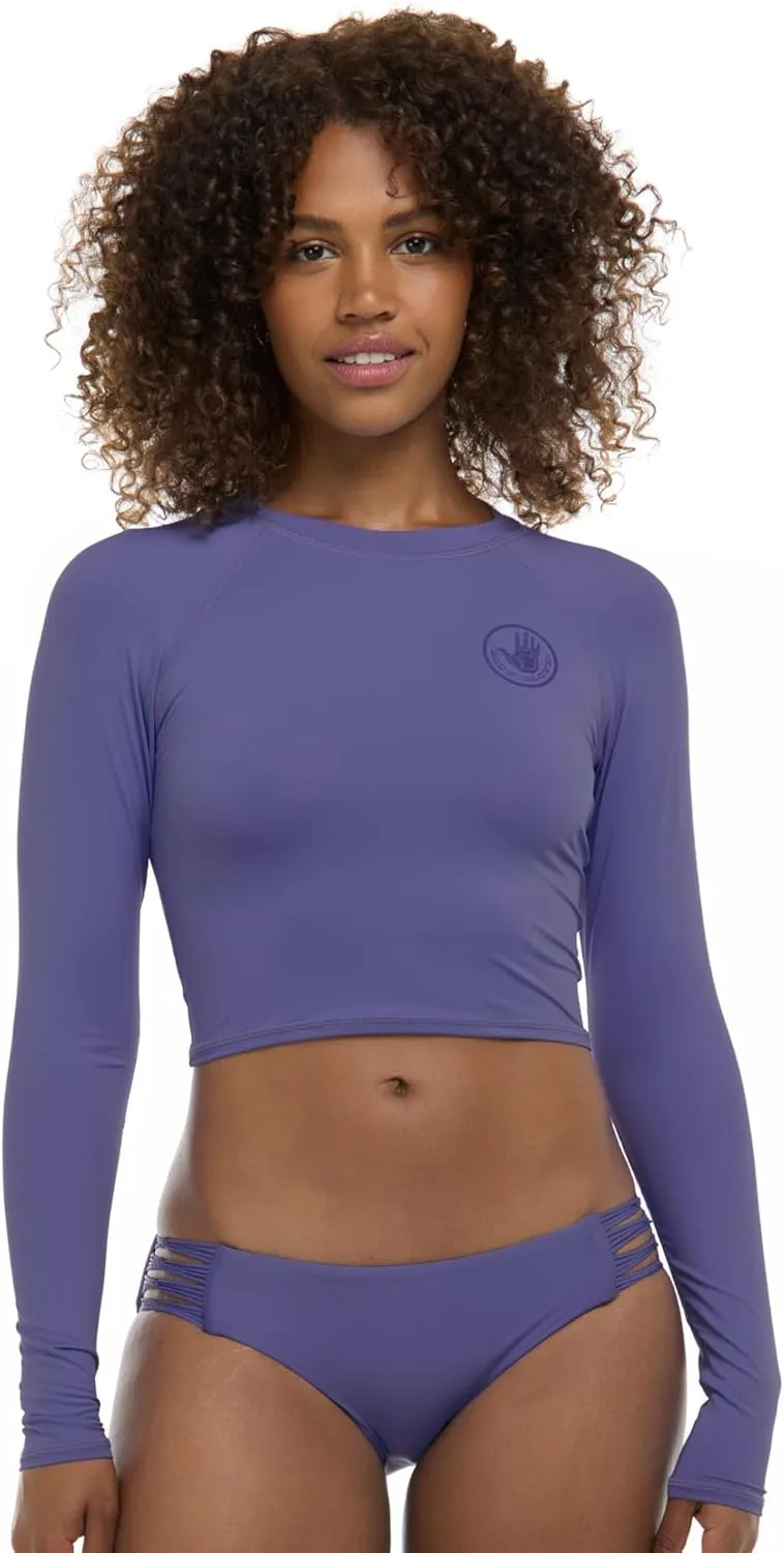 Let It Be Long Sleeve Crop Top Rashguard with UPF 50