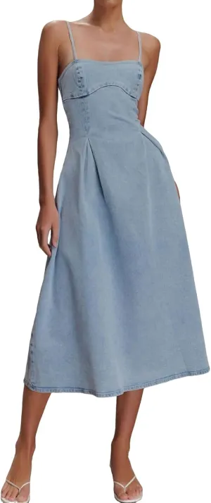 loveimgs Women Sexy Spaghetti Strap Long Denim Midi Dress Slip Sleeveless Skinny Bodycon A Line Jean Dress Cocktail