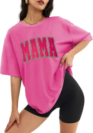 Mama Shirt Women Mama Leopard Oversized Shirt New Mom T Shirt Pregnancy Announcement Blouse