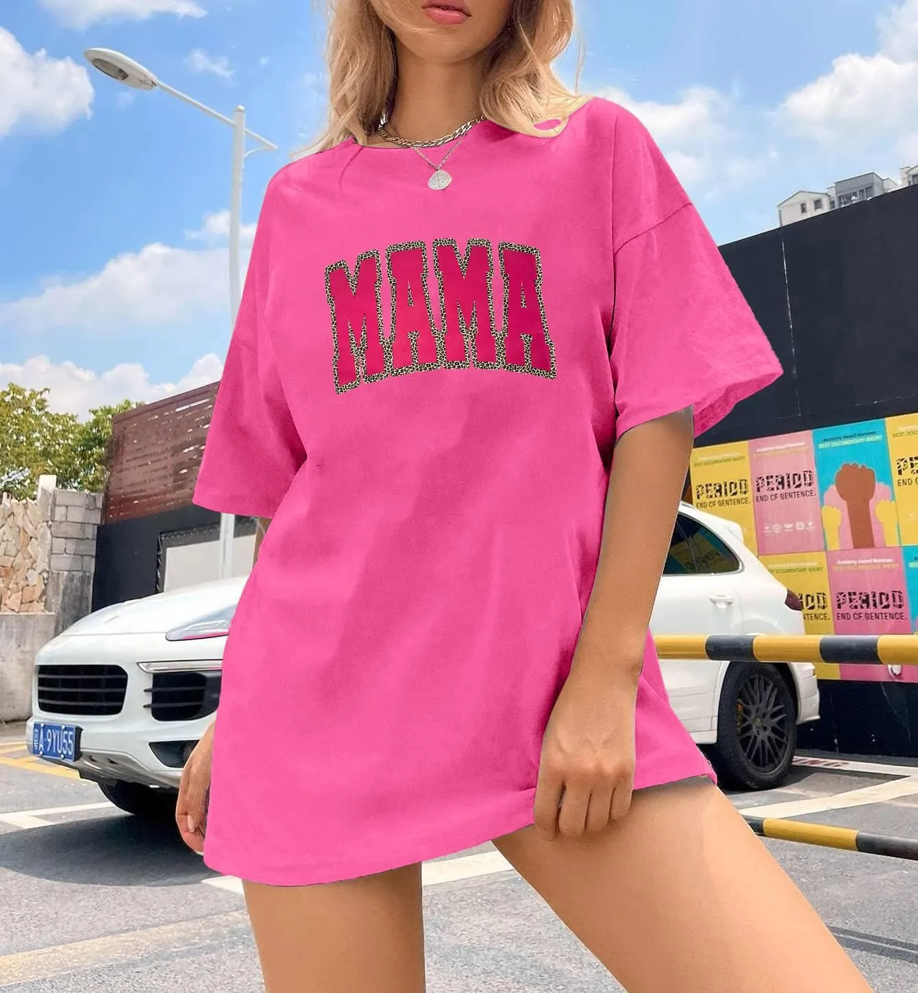 Mama Shirt Women Mama Leopard Oversized Shirt New Mom T Shirt Pregnancy Announcement Blouse