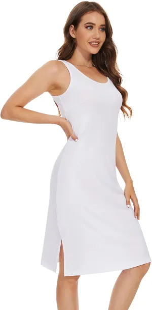 MANCYFIT Full Slip for Women Under Dress Slip Sleeveless Tank Top Dress Wide Straps