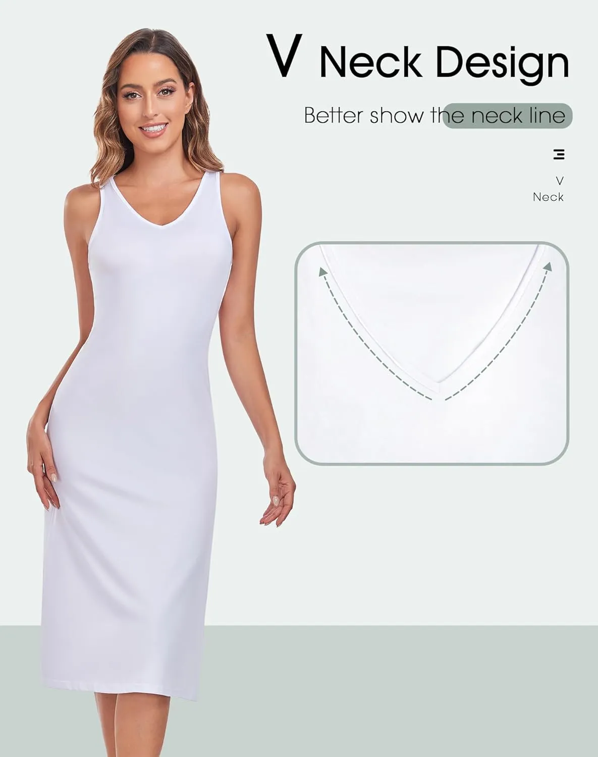MANCYFIT Full Slip for Women Under Dress Slips Wide Straps Slip Dress Tank Top Underdress