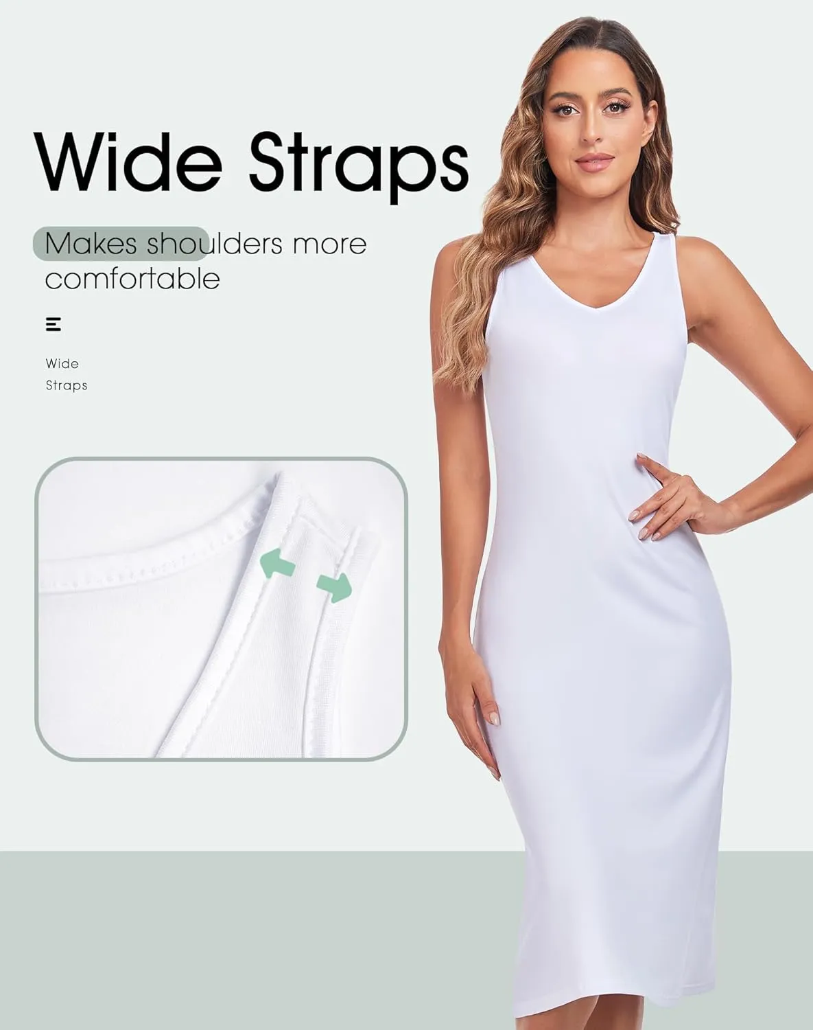 MANCYFIT Full Slip for Women Under Dress Slips Wide Straps Slip Dress Tank Top Underdress