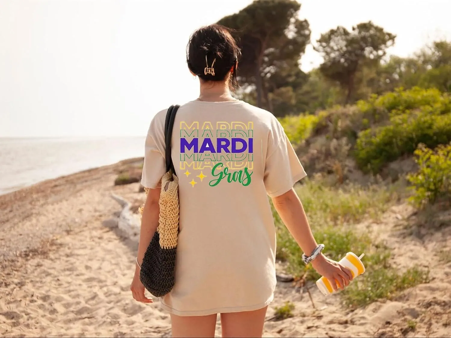 Mardi Gras Oversized Shirt for Women New Orlean Carnival Tee Shirt Outfit Holiday Short Sleeve Tops