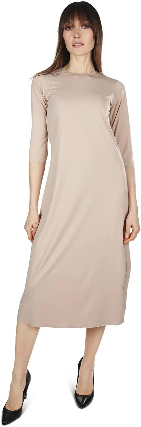 MeMoi Women's Silky-Smooth Bonded 3/4-Sleeve 48" Slip Dress