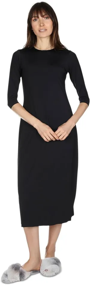 MeMoi Women's Silky-Smooth Bonded 3/4-Sleeve 48" Slip Dress