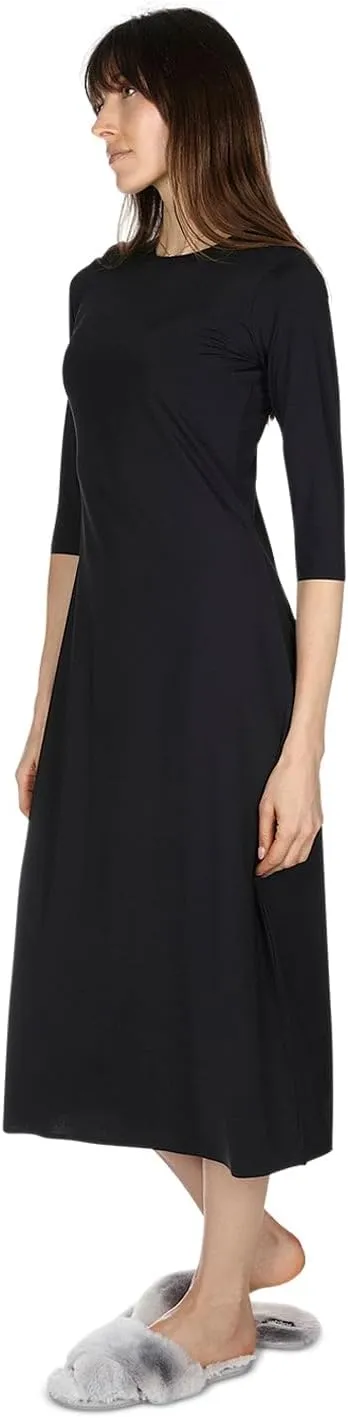 MeMoi Women's Silky-Smooth Bonded 3/4-Sleeve 48" Slip Dress