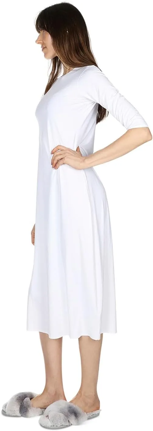 MeMoi Women's Silky-Smooth Bonded 3/4-Sleeve 48" Slip Dress