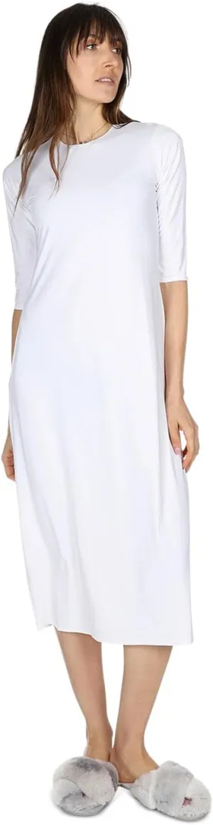 MeMoi Women's Silky-Smooth Bonded 3/4-Sleeve 48" Slip Dress