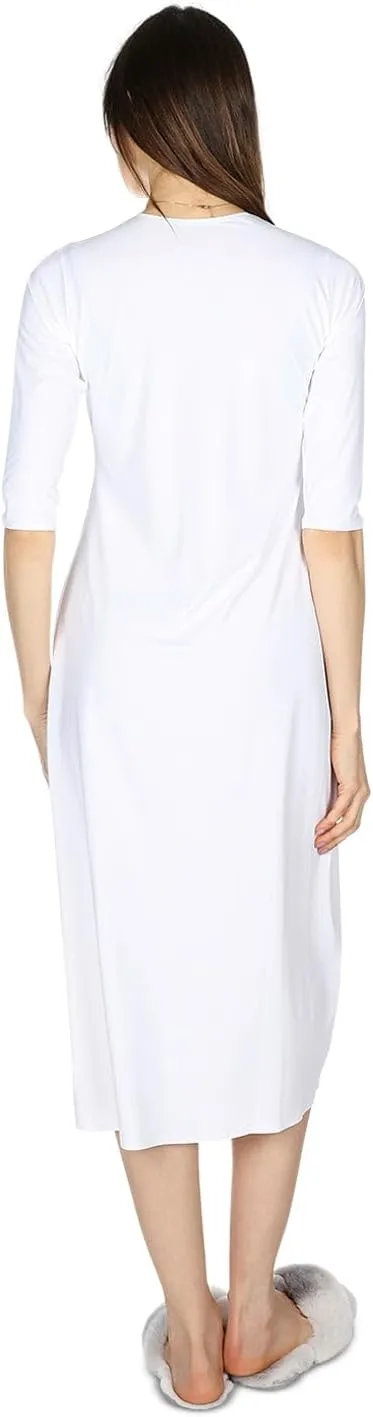 MeMoi Women's Silky-Smooth Bonded 3/4-Sleeve 48" Slip Dress