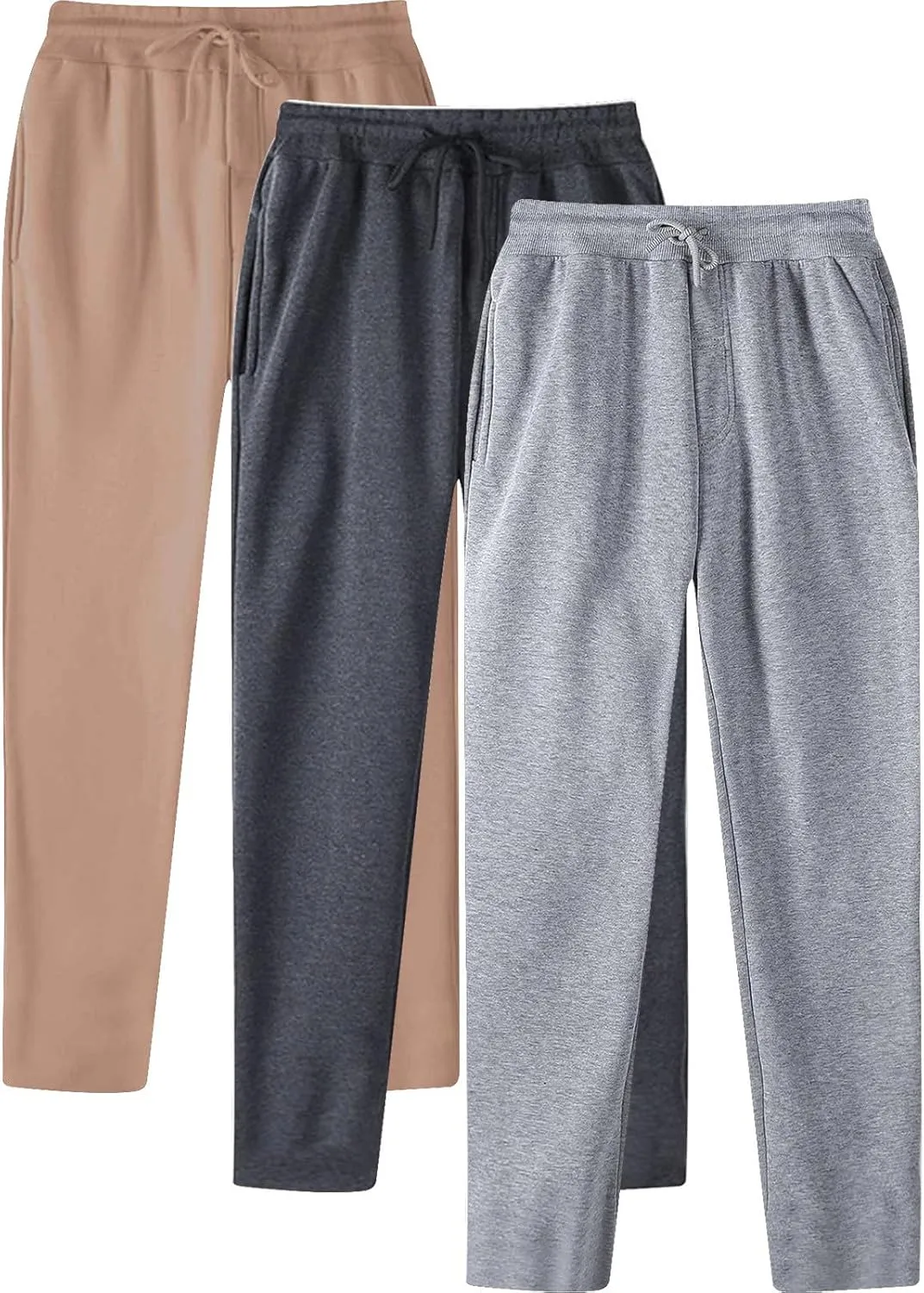 Mens 3 Pack Sweatpants Loose Fleece Casual Trousers Elastic Waist Drawstring Jogger Pants Baggy Running Sports Pants