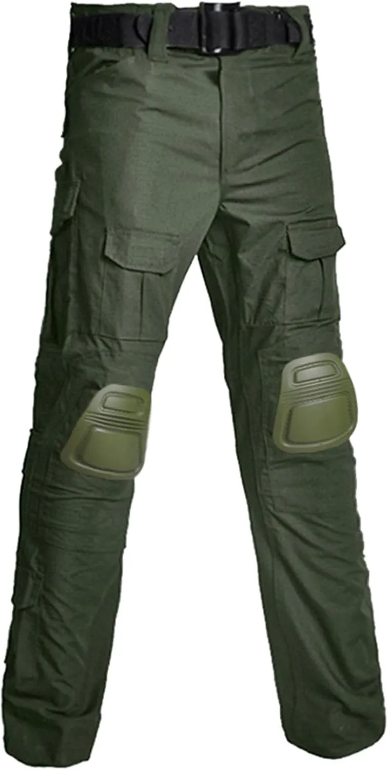 Men's Camouflage Assault/Tactical Pants With Knee Pads, Rip Stop Cargo Camo Hunting Pants