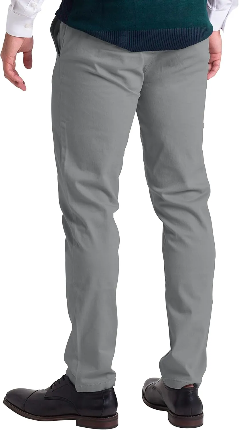 Mens Chino Pants Athletic-Fit Stretch Cotton Comfort Flat Front Casual Stretch Chino Pants All Waist 30W- 40W