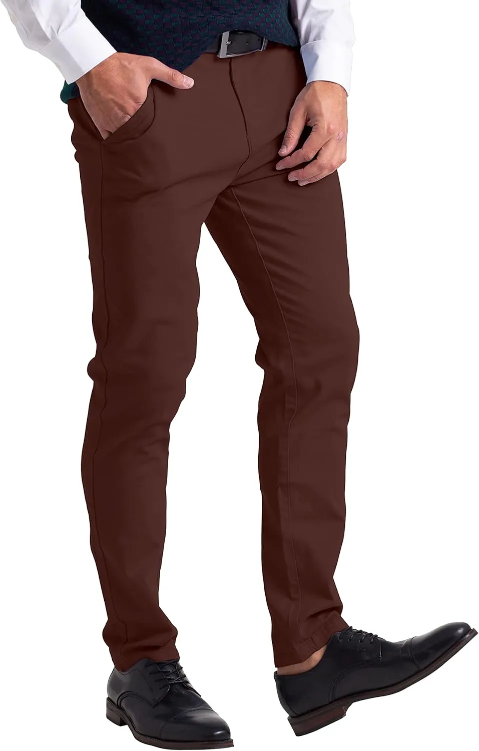 Mens Chino Pants Athletic-Fit Stretch Cotton Comfort Flat Front Casual Stretch Chino Pants All Waist 30W- 40W