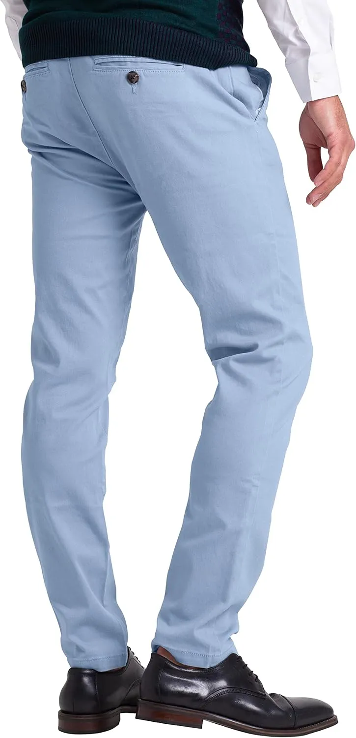 Mens Chino Pants Athletic-Fit Stretch Cotton Comfort Flat Front Casual Stretch Chino Pants All Waist 30W- 40W