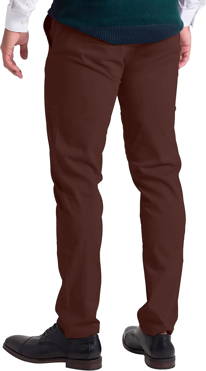 Mens Chino Pants Athletic-Fit Stretch Cotton Comfort Flat Front Casual Stretch Chino Pants All Waist 30W- 40W