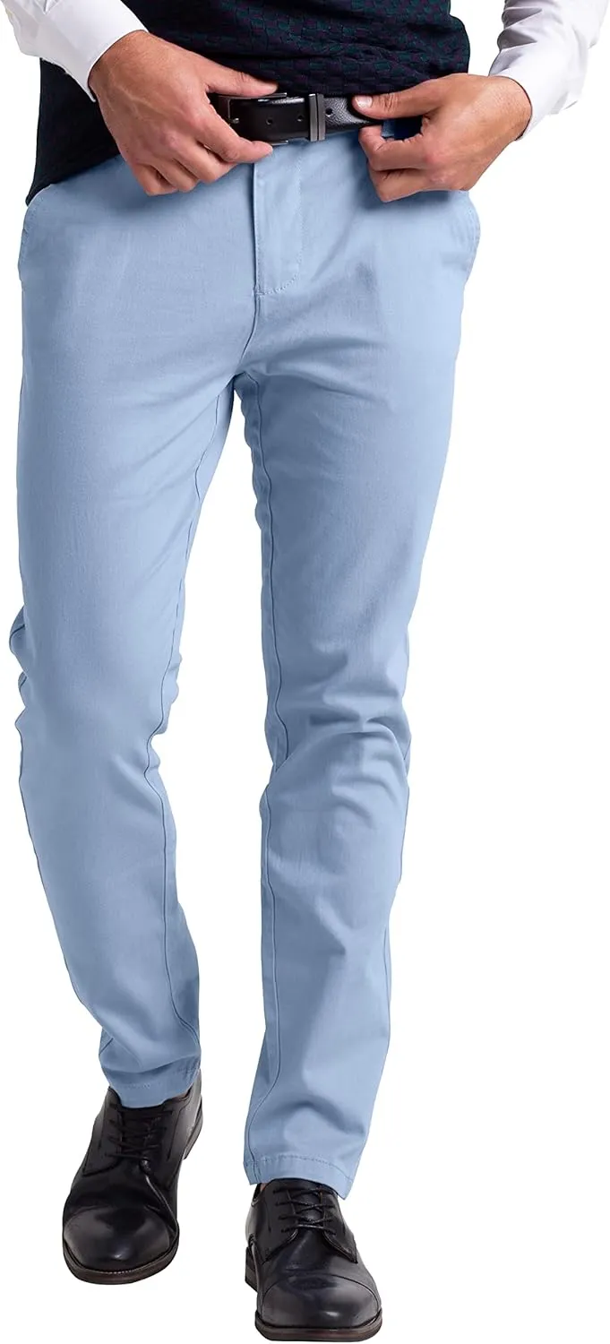 Mens Chino Pants Athletic-Fit Stretch Cotton Comfort Flat Front Casual Stretch Chino Pants All Waist 30W- 40W