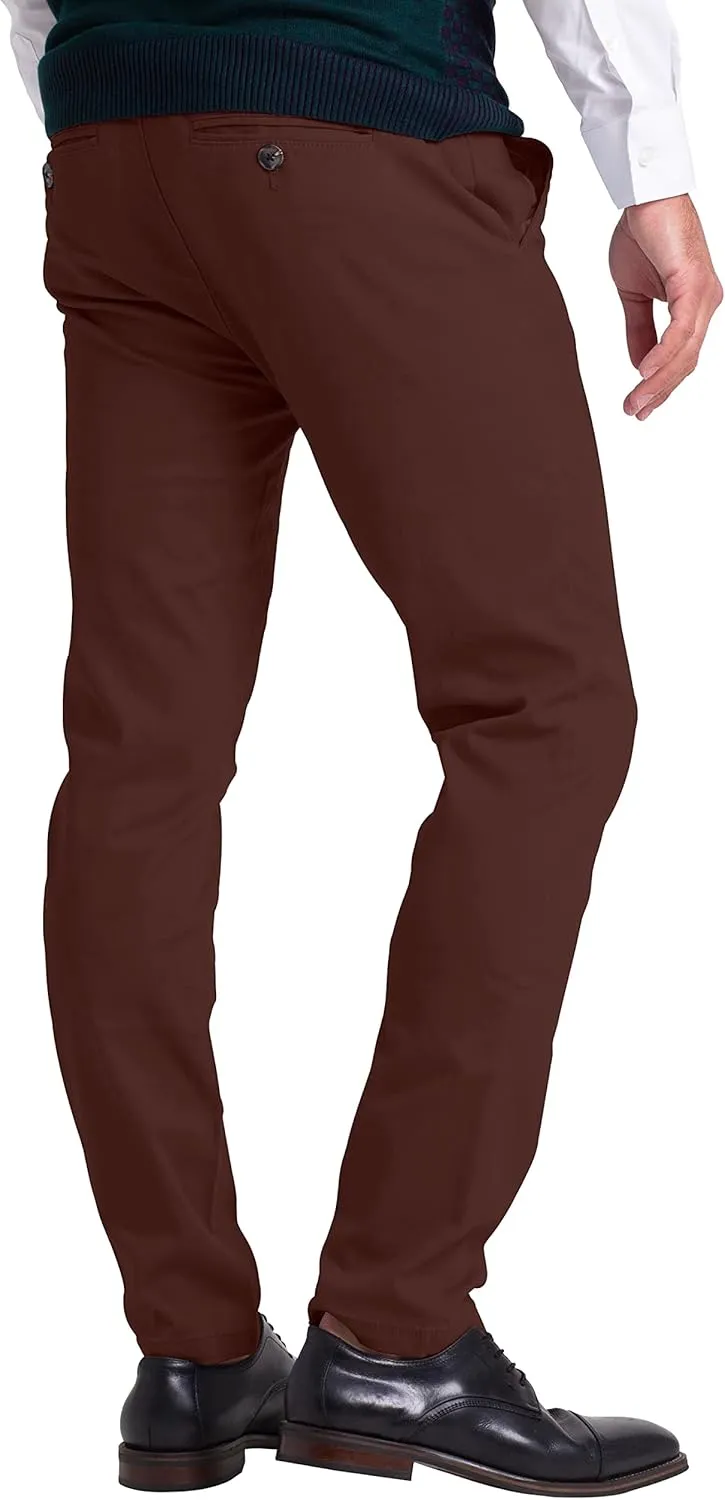 Mens Chino Pants Athletic-Fit Stretch Cotton Comfort Flat Front Casual Stretch Chino Pants All Waist 30W- 40W