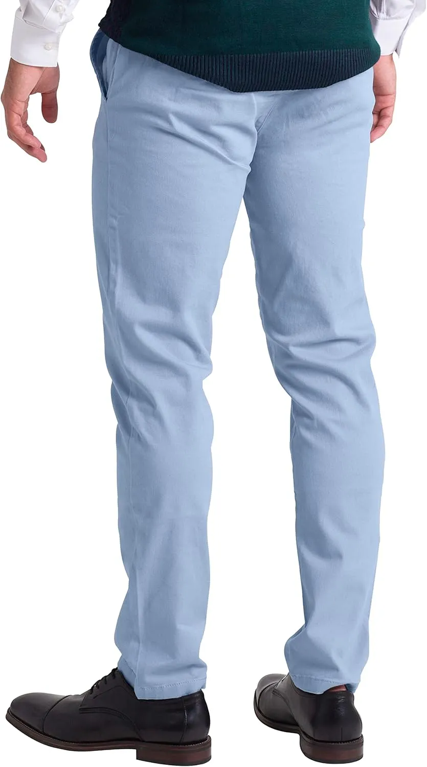 Mens Chino Pants Athletic-Fit Stretch Cotton Comfort Flat Front Casual Stretch Chino Pants All Waist 30W- 40W