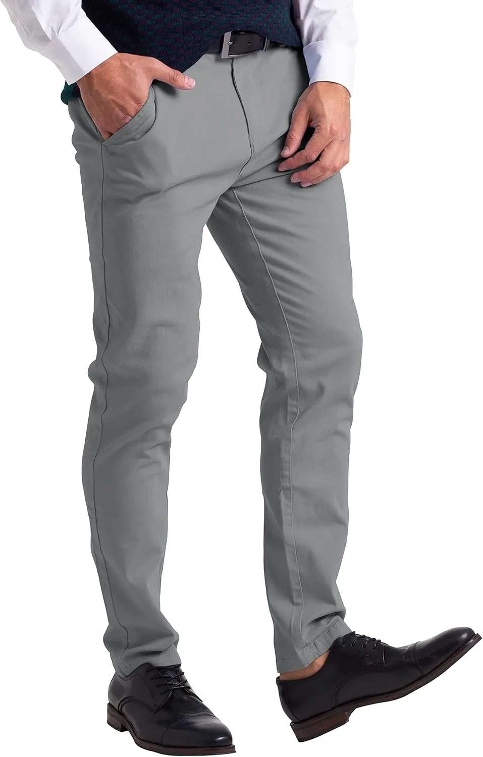 Mens Chino Pants Athletic-Fit Stretch Cotton Comfort Flat Front Casual Stretch Chino Pants All Waist 30W- 40W