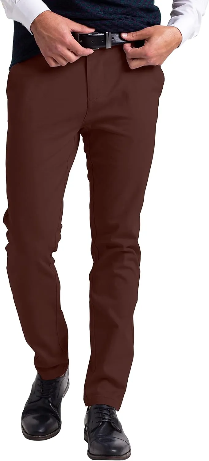 Mens Chino Pants Athletic-Fit Stretch Cotton Comfort Flat Front Casual Stretch Chino Pants All Waist 30W- 40W
