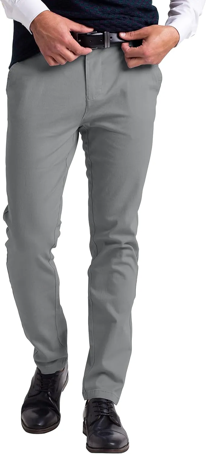 Mens Chino Pants Athletic-Fit Stretch Cotton Comfort Flat Front Casual Stretch Chino Pants All Waist 30W- 40W