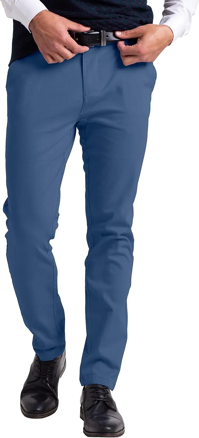 Mens Chino Pants Athletic-Fit Stretch Cotton Comfort Flat Front Casual Stretch Chino Pants All Waist 30W- 40W