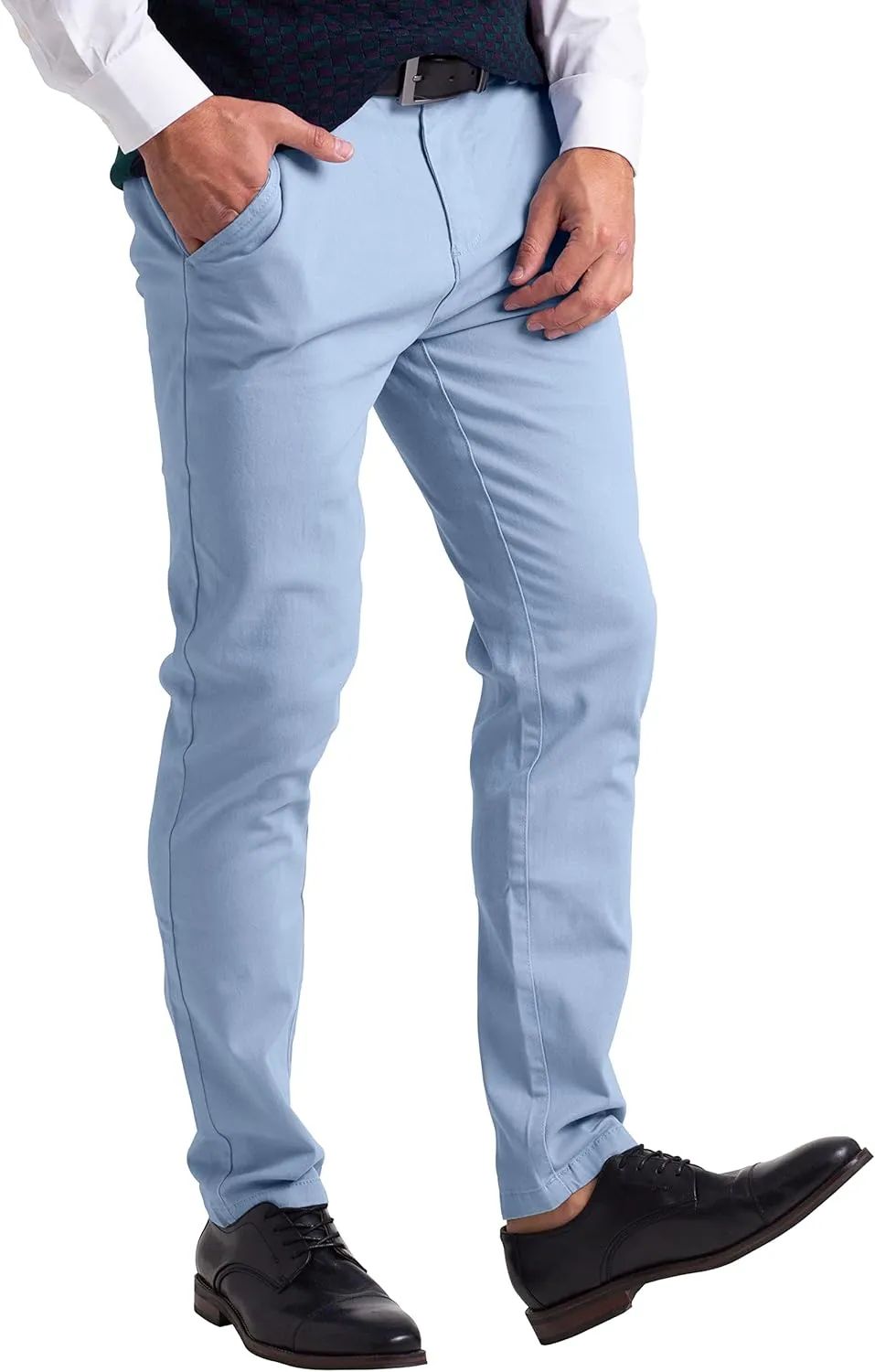 Mens Chino Pants Athletic-Fit Stretch Cotton Comfort Flat Front Casual Stretch Chino Pants All Waist 30W- 40W